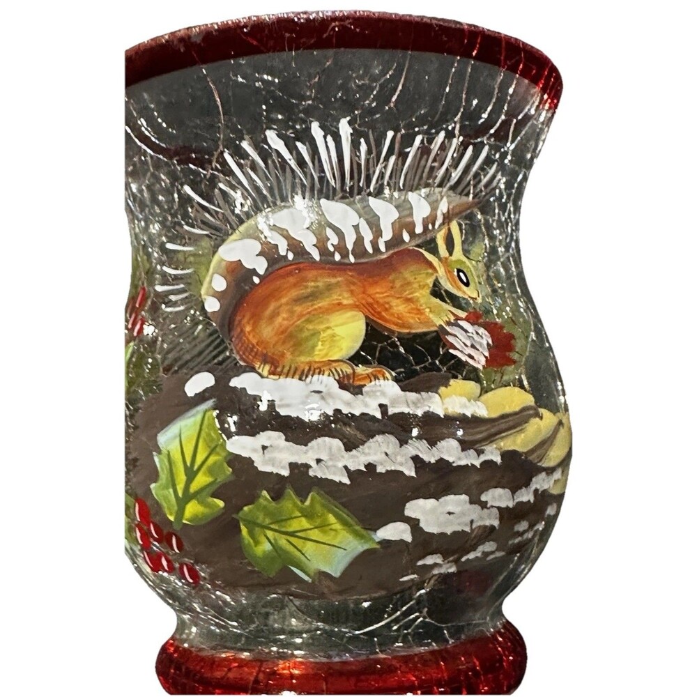 Yankee Candle Hurricane Hand-Painted Crackle Glass Votive Candle Holder